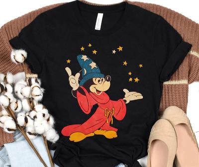 Magico Stregone Mickey Retrò Mickey Mago Stregone Fantasmic Unisex Adulto Bambino T-shirt