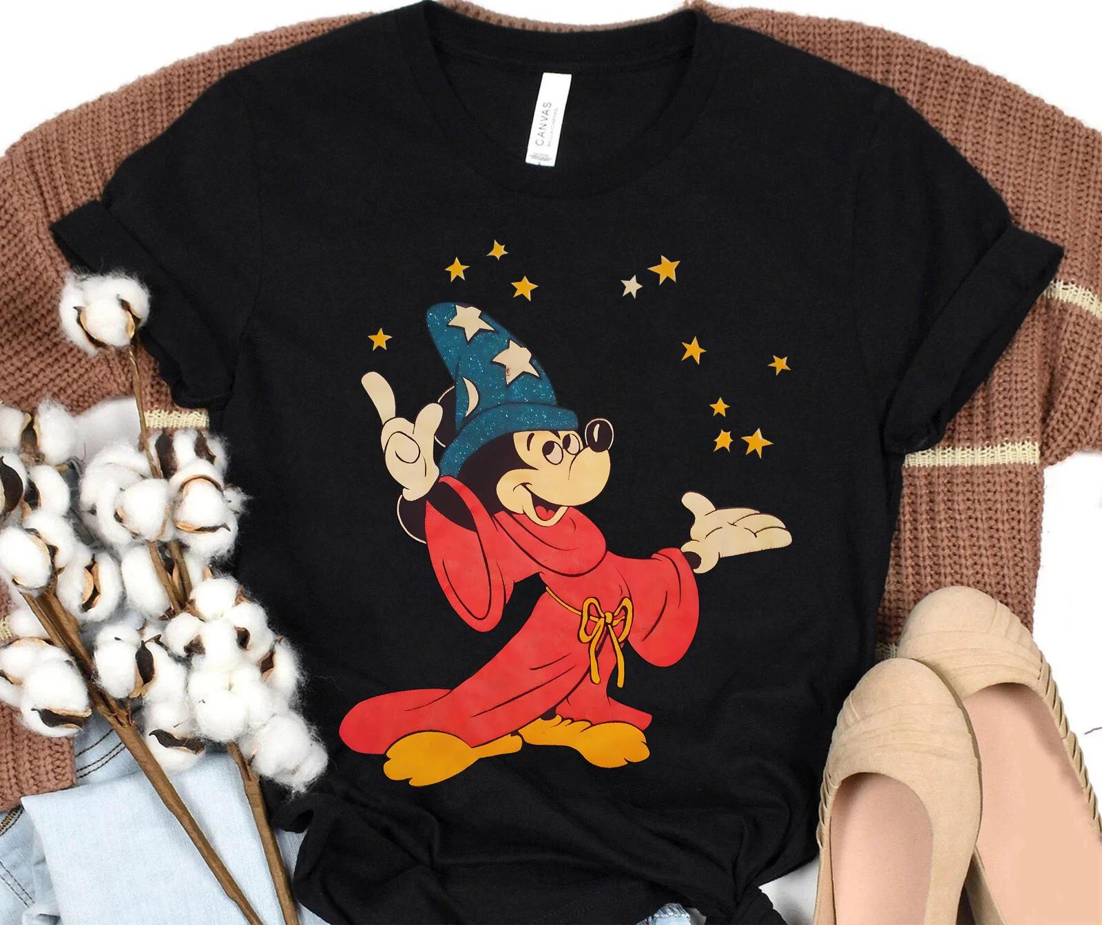 Retro Sorcerer Mickey Magic Wizard Mickey Fantasmic Unisex Adult Kid Tee L