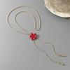 Collar Minimalista Floral Vintage de Esmalte con Forma de Y para Mujer Cadena Larga Ajustable Joyería de Moda para Uso Diario Regalo