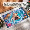 Pug Theme Crystal Velvet Floor Rug Personalized Custom Name Text Warm Carpet Home Decoration