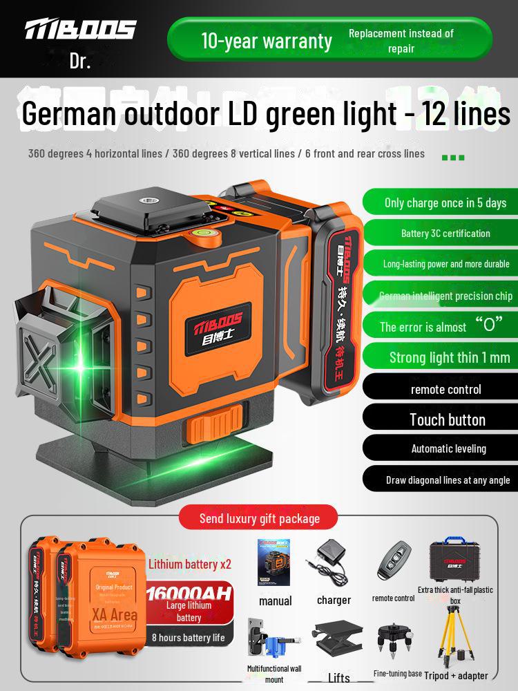 High-Precision Outdoor Laser Level with Infrared Auto-Leveling