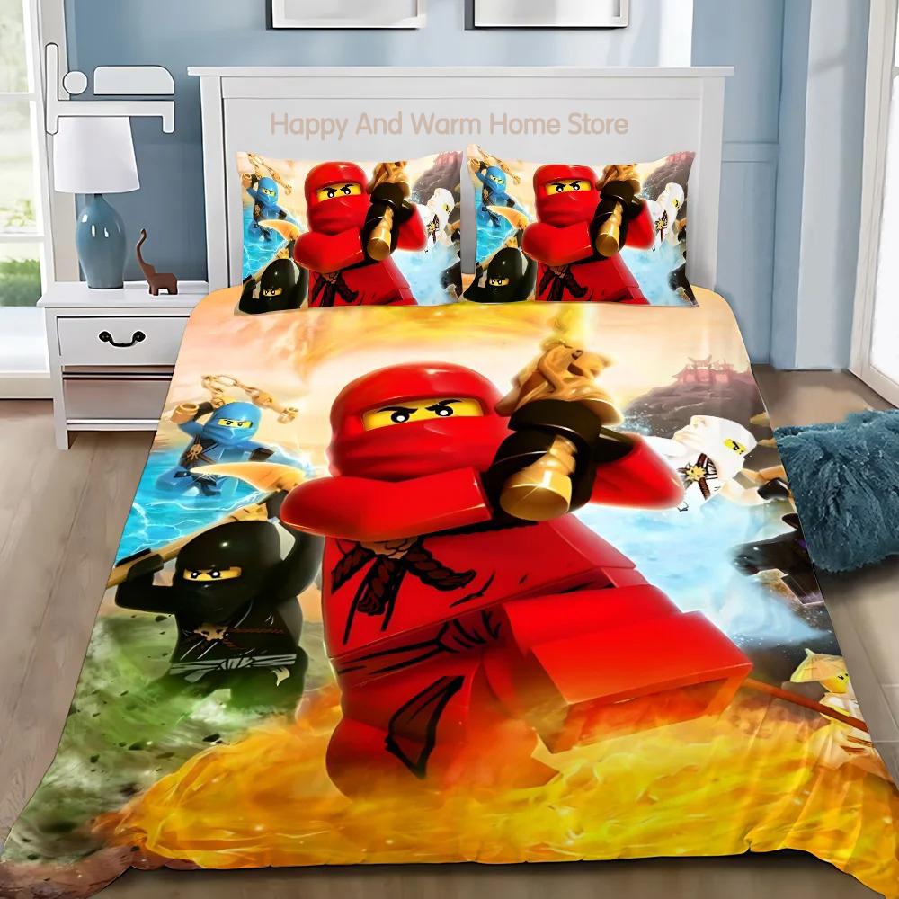 Påslakan Tecknad Spel Kuddfodral Sängkläder Set Pojke Flicka Sovrumsinredning Pojkar-N-Ninjagos-Present Enkel Dubbel Stor Storlek