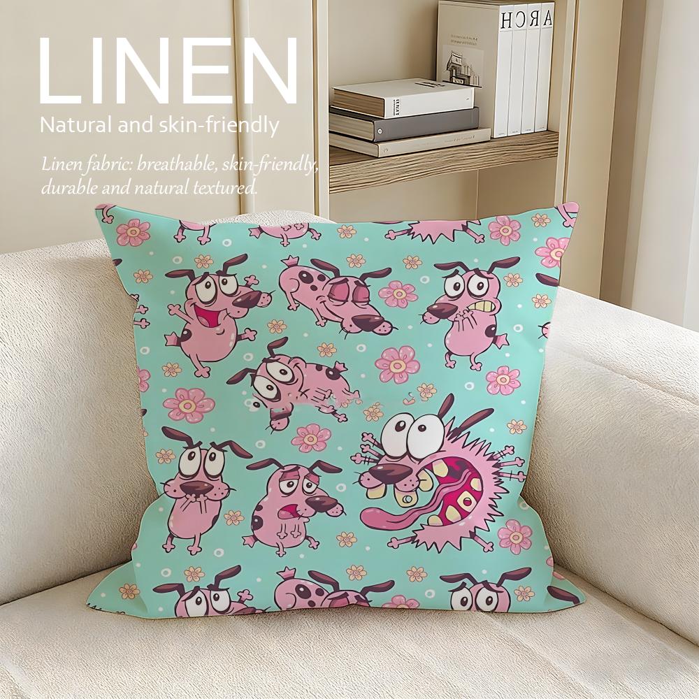 Animation Courage Dog Cushion Cover Pillowcase Set Pcs X X Breathable Washable Sofa Cushion Cover