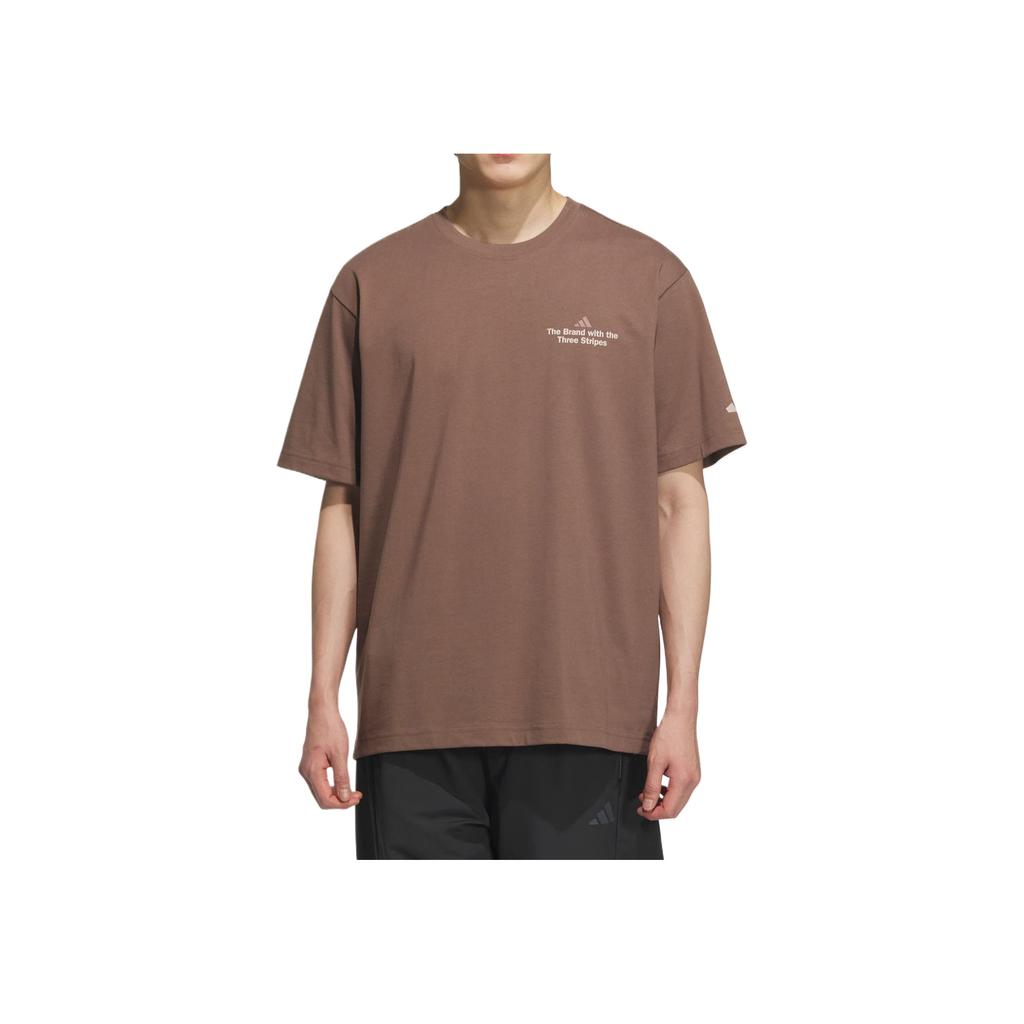 adidas Gfx Short Sleeve T-Shirt Comfortable Versatile Fashion Soft Solid Color Letter Short Sleeve T-Shirt Men Tops Brown KF0125