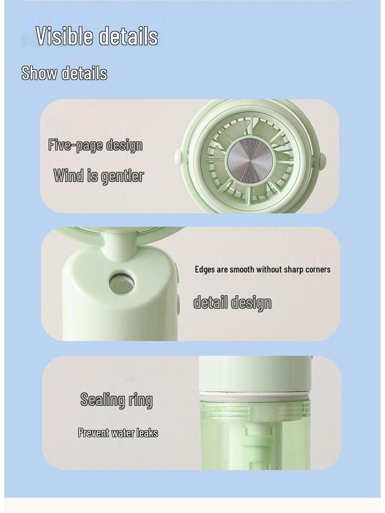 Portable Rechargeable Handheld Mini Electric Spray Fan with USB for Summer Humidifying