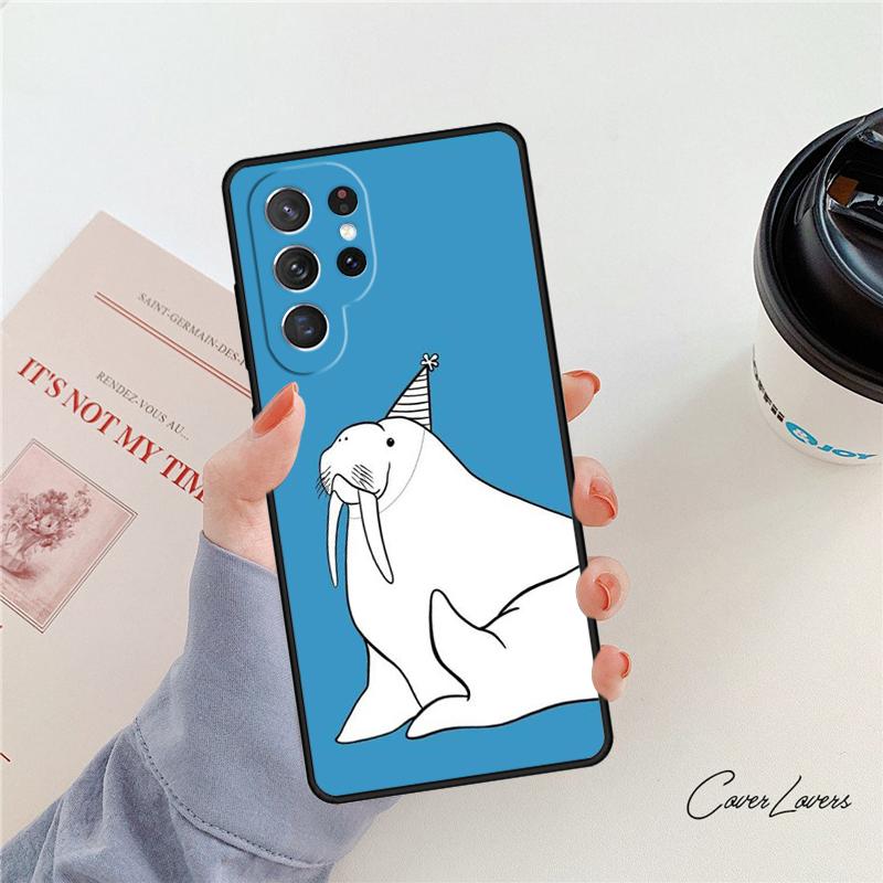 Cute Walrus Phone Case For Samsung Galaxy S24 S25 S23 S22 Ultra Note 10 20 Plus S20 S21 FE Cover