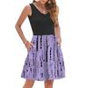 Women's Summer Fashion Casual V-neck Pleated Patchwork Vintage Floral Print Sleeveless Pocket Vest Dress