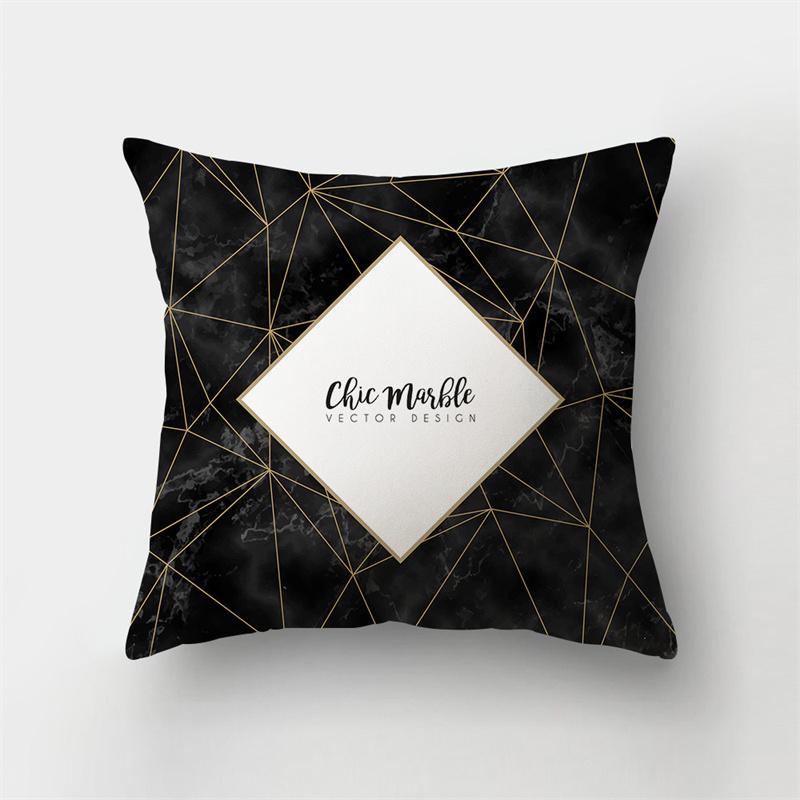 45x45cm Abstract Geometric Print Cushion Cover Marble Pillow Cover Polyester Short Plush Patchwork Sofa Home Decor Cushion Cover