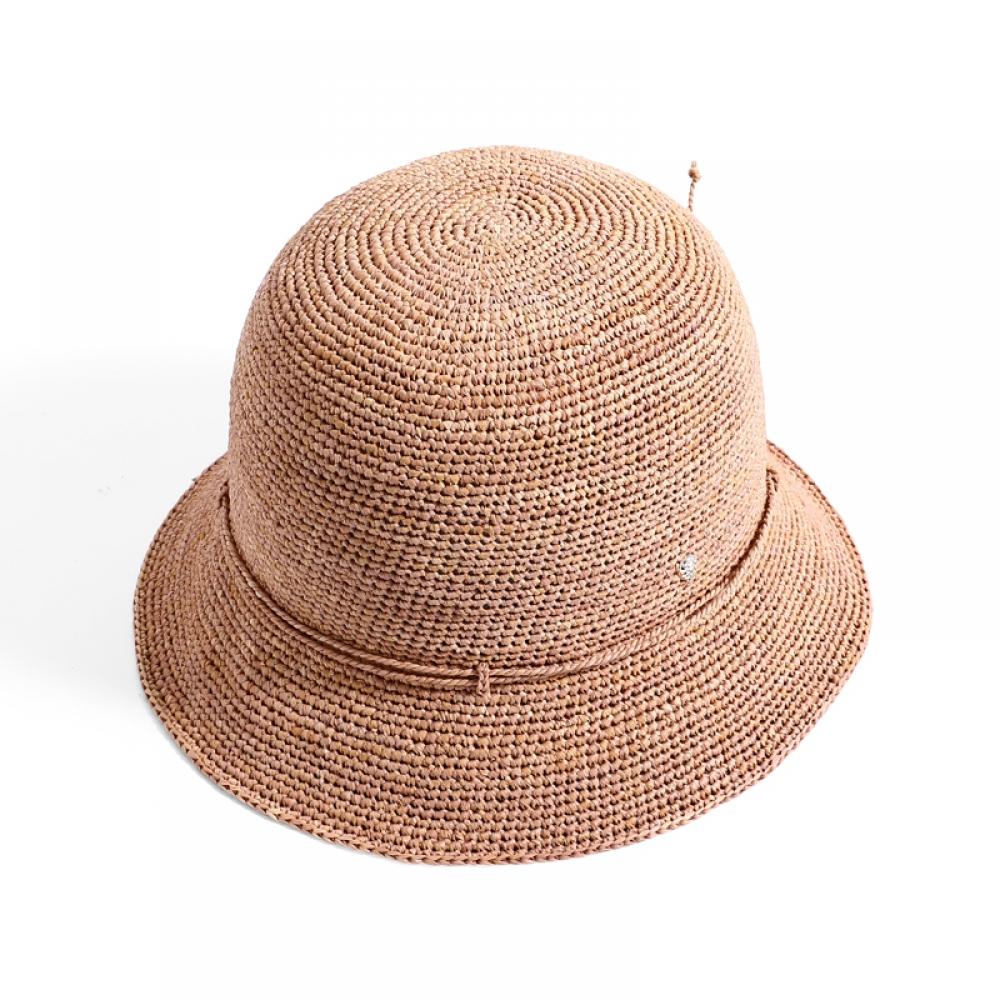 Helen Kaminski Hat50136 Nu Villa 6 Nougat Metal Logo Cloche Bucket Hat