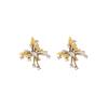 Korean Temperament Yellow Diamond-Encrusted Butterfly Stud Earrings Niche Sweet Small Fresh Earrings Women'S Light Luxury High-End Earrings