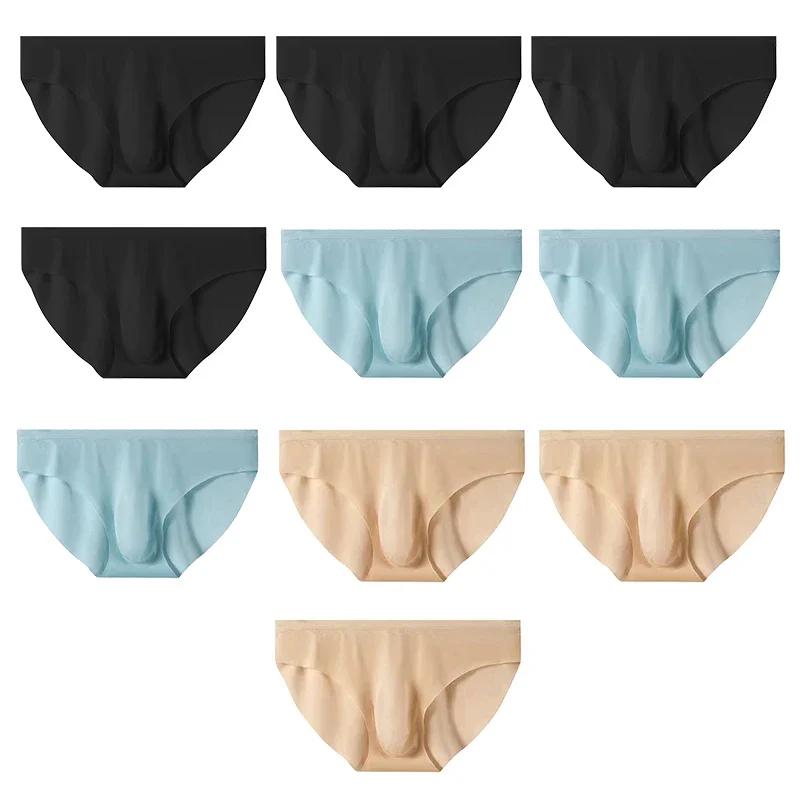 10 ks/lot Pánské spodní prádlo Ledové hedvábí Letní slipy Průhledné Sexy Trendy Prodyšné spodní prádlo Ultratenké Bezešvé kalhotky