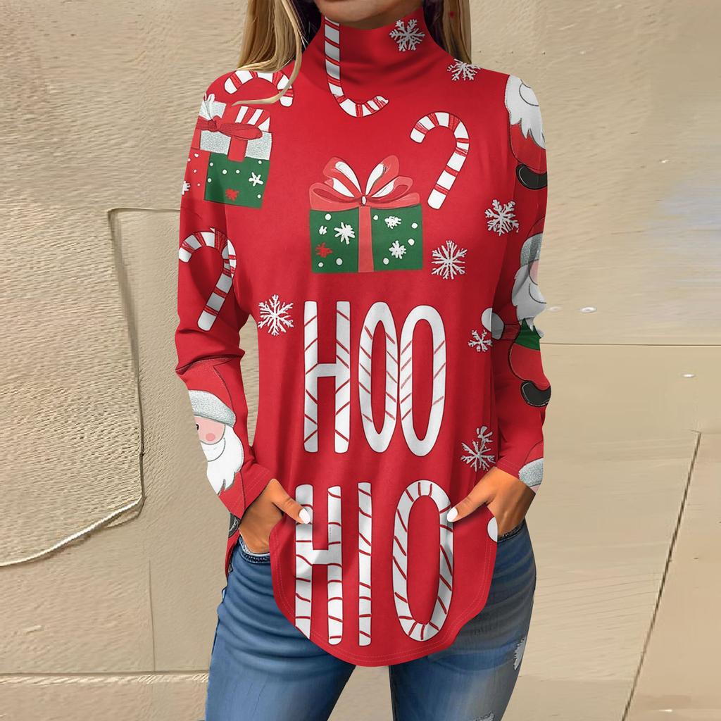 Cămăși de toamnă casual cu mânecă lungă Hanorac cu imprimeu vintage Pulover cu gât înalt