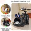 Decorative Magnate Pitbull Statue Resin Crafts Animal Sculpture Storage Tray for Living Room Hallway Home Decoration