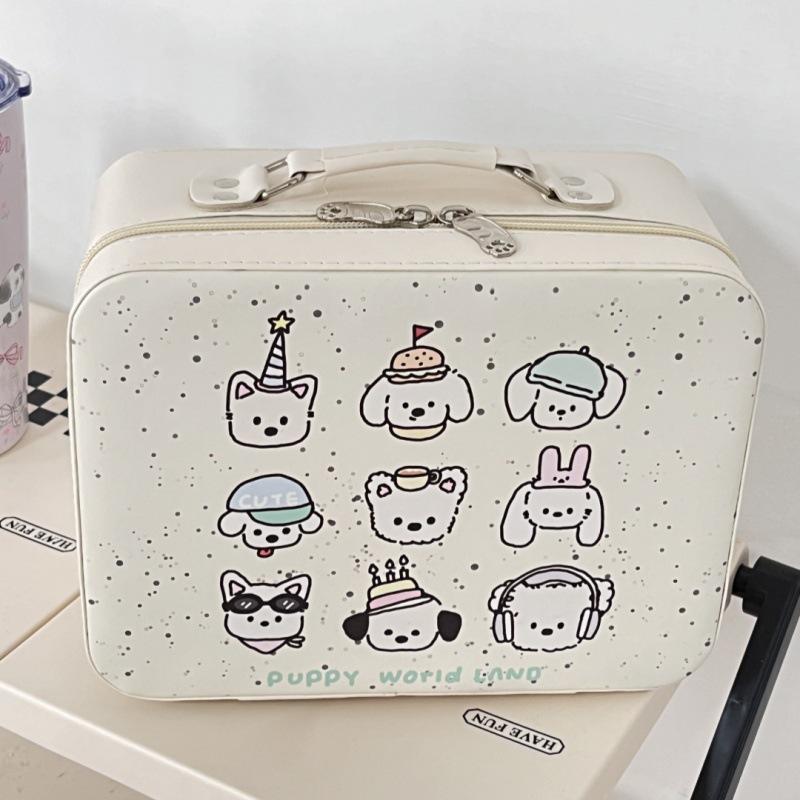 

Портативная косметичка с милым принтом щенка и зеркалом - вместительная сумка для хранения