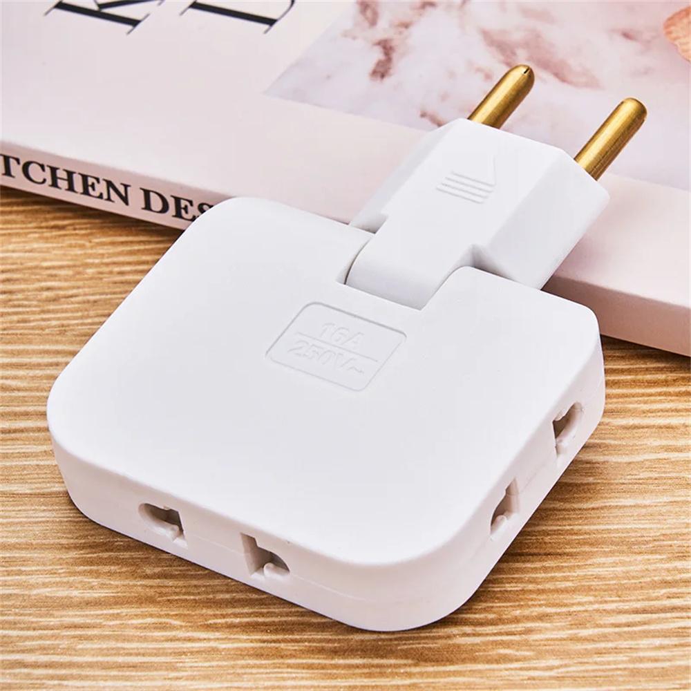 EU Plug 180 Degree Rotatable Socket Converter 3 In 1 EU To US Extension Plug Adapter Socket