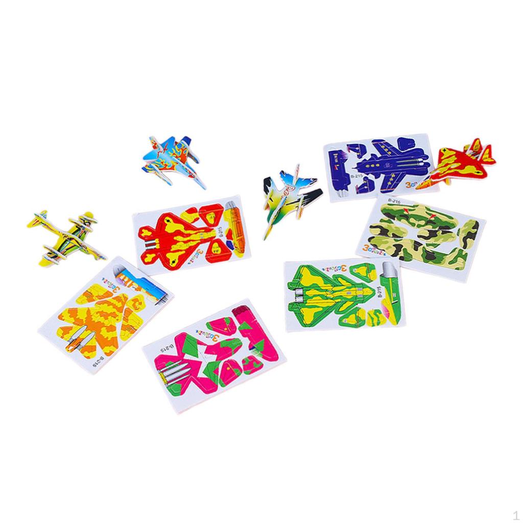 10 Pieces 3D Cartoon Puzzle Tank Plane Crafts Creativity Imagination Montessori Toys for