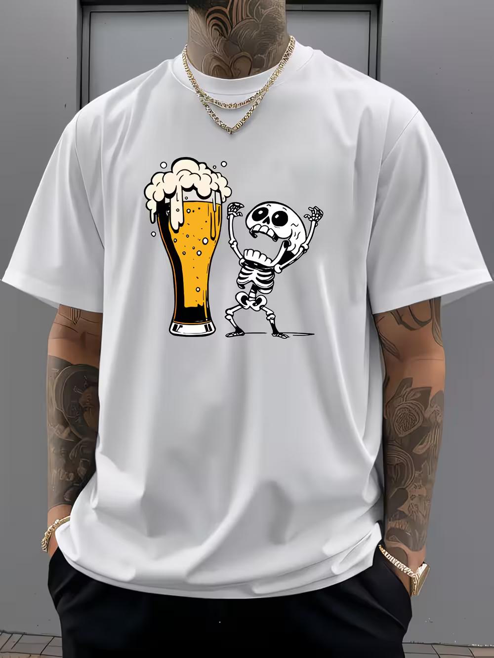 Men s Halloween Design Letter Print Casual T-Shirt - Comfortable Crew Neck S