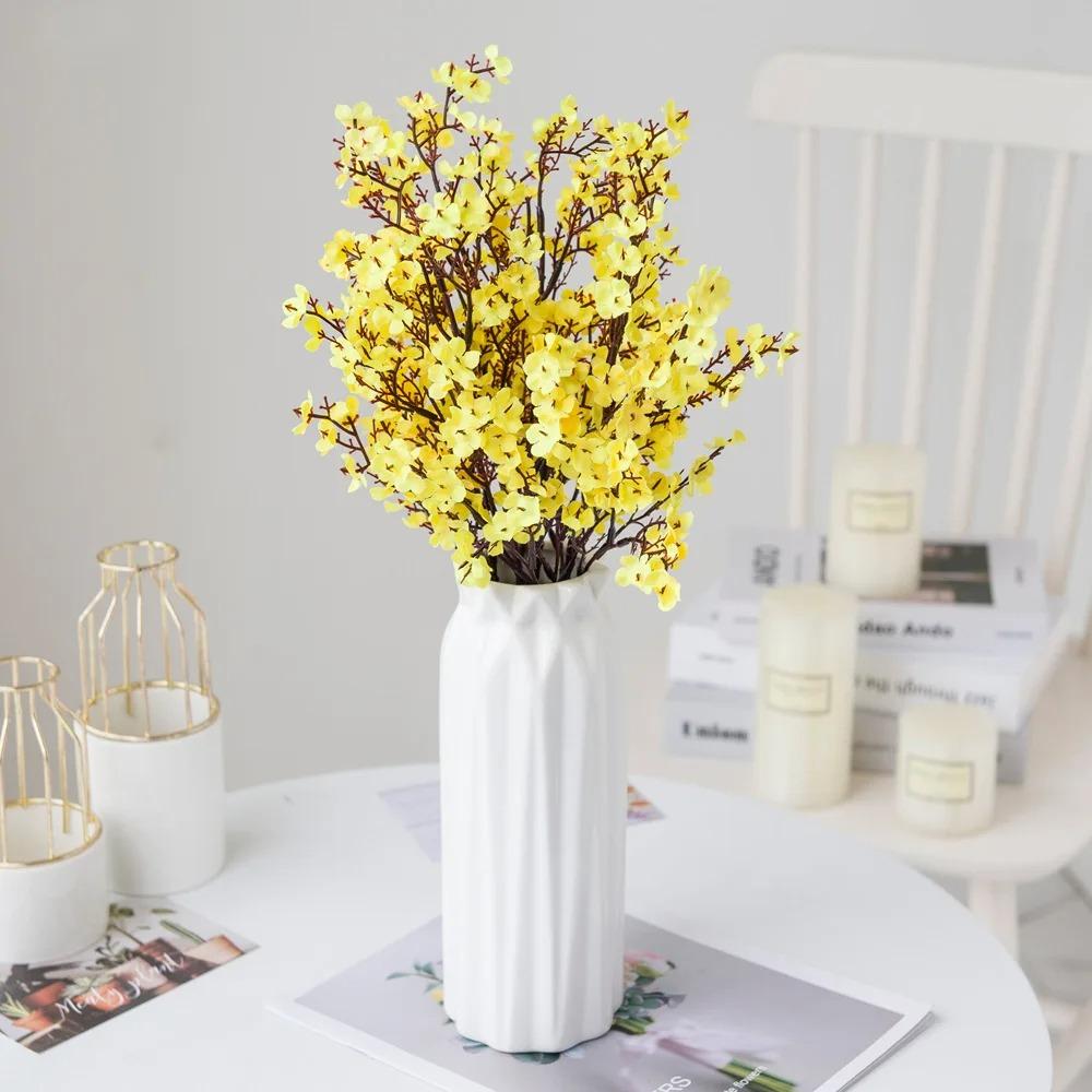 Cherry Blossoms Artificial Flowers Baby's Breath Gypsophila Fake Flowers DIY Wedding Home Vase Decoration Faux Flowers Branch