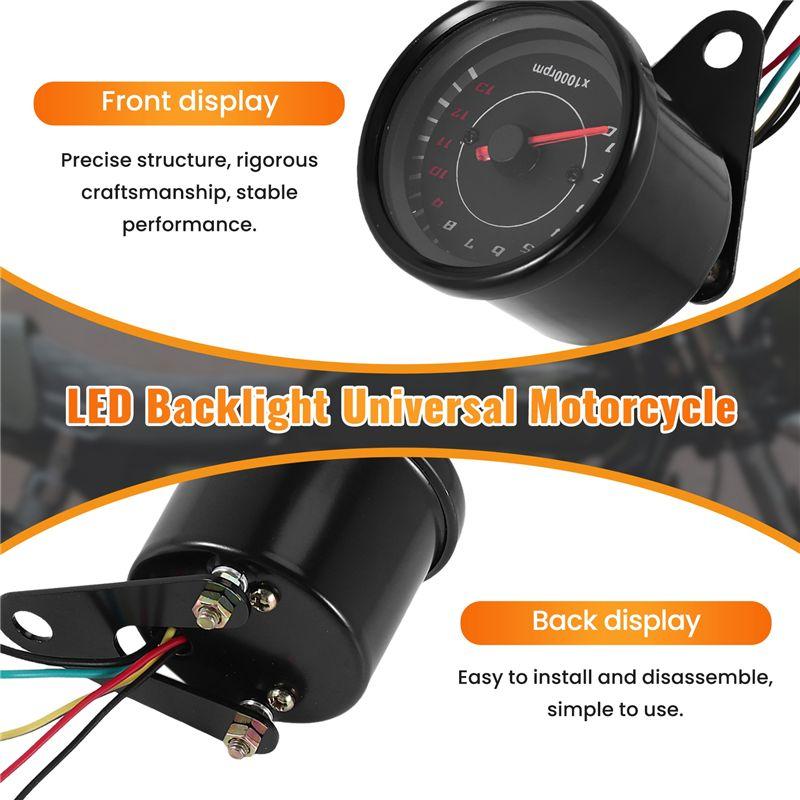 Portable Digital Electronic Induction Ip65 Led Backlight Universal Motorcycle Speedometer Meter Counter 13K Rpm Shift Tachometer