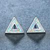 Simple and Stylish Platinum Blue and White Hollow Triangle Women's Versatile Stud Earrings