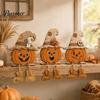 Vintage Distressed Wood Tabletop Signs 3PCS Wooden Pumpkin Ornaments, Witch Hats And Ghost Patches Rustic Hat Decor Decor, Halloween Farmhouse
