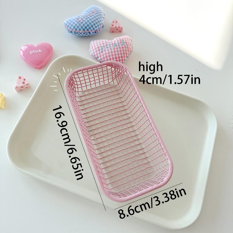 4pcs Cream Iron Wire Storage Basket Set Kawaii Desk Organizer Photo Prop Decoration Stationery Cosmetics Organizer Shelf Baskets