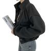 Short casual cool handsome stand-up collar casual woolen lazy woolen jacket women's niche loose new autumn and winter