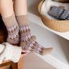 Little Red Book Thickened Warm Wool Socks For Children Piles Up Winter Diamond Lattice Nordic Style Socks
