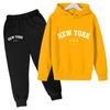 Kids Fashion Hoodie Boy Girl Toddler Pullover 3-12Years NEW YORK USA Letter Print Clothes Casual Top+Trousers 2P Coat Sports Set