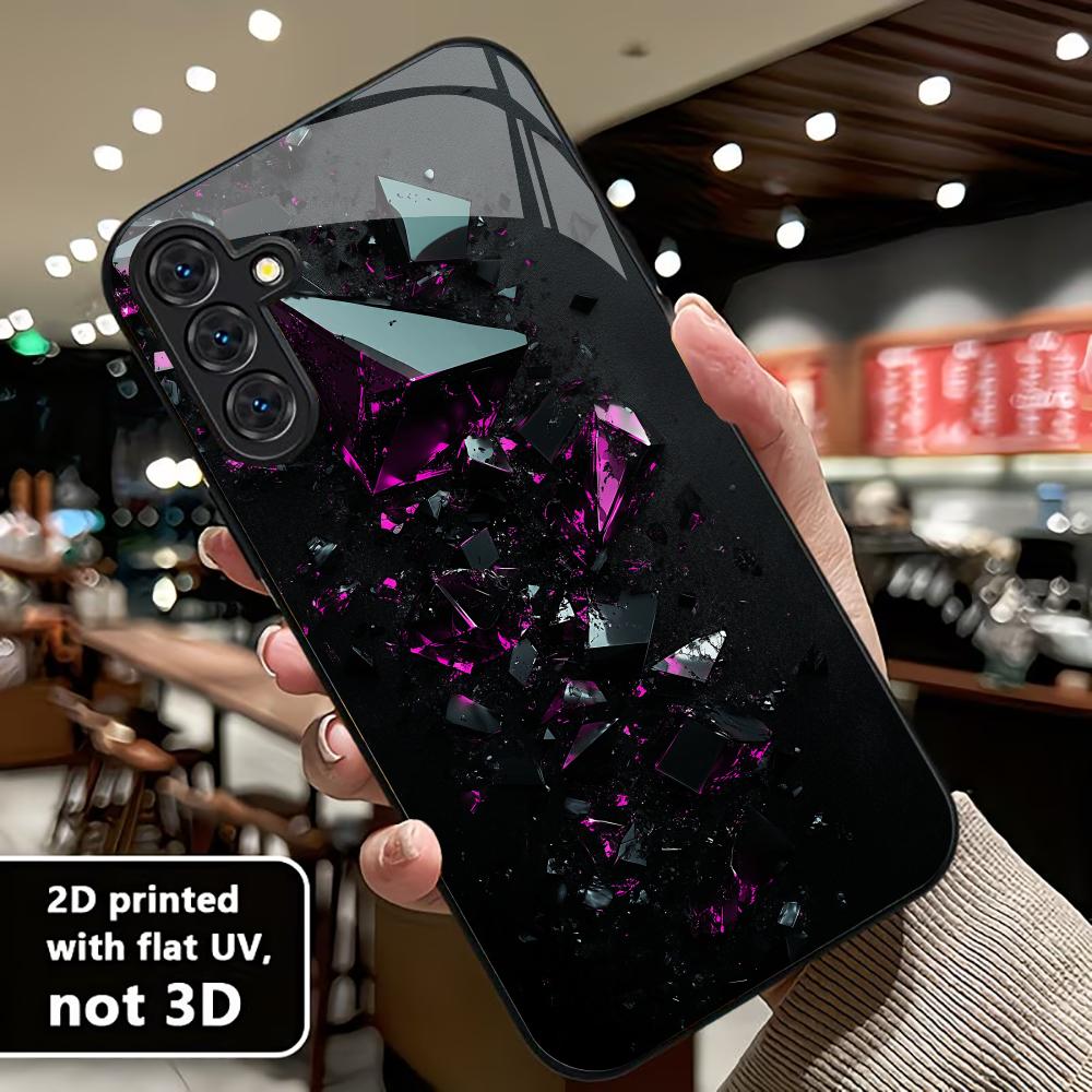 Unique Purple crystal Gradation High-end PhoneCase Glass PhoneCase for Samsung Galaxy S26 S25 S24 S23 S22 S21 FE,Ultra,Plus