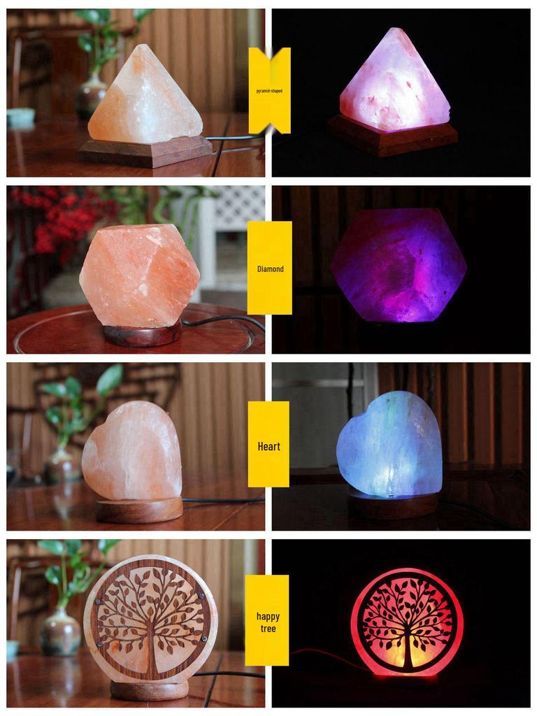 Himalayan Salt Pyramid LED USB Night Light - Crystal Ambience Lamp, Chinese Style