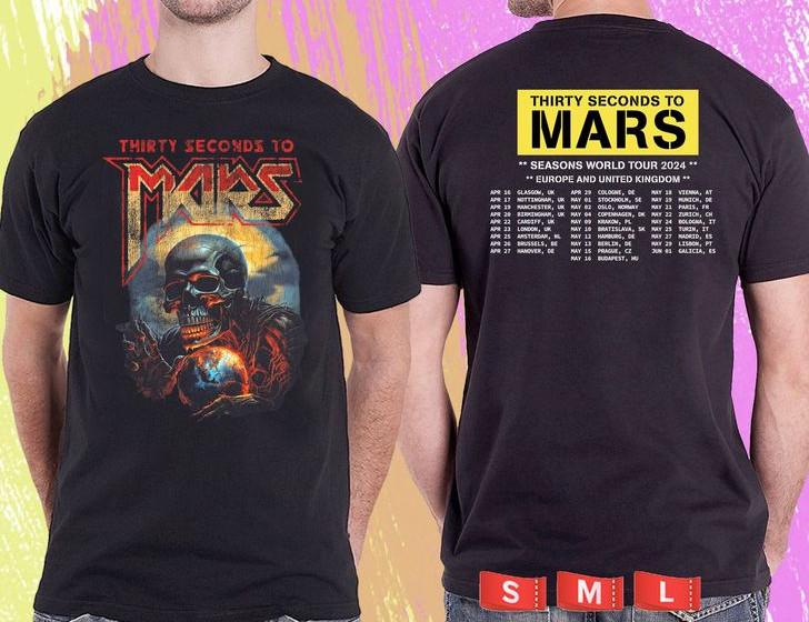 THIRTY SECOND TO MARS SEASONS WORLD UK TOUR 2026.BLACK TSHIRT shirt XXXL