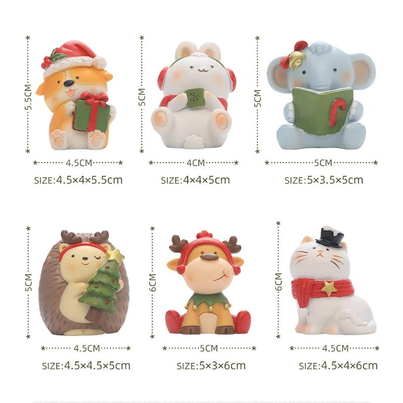 Weihnachtsdekoration Figuren Cartoon Corgi Elch Igel Niedliche Miniatur-Ornamente für Schreibtisch Party Festival Heimdeko