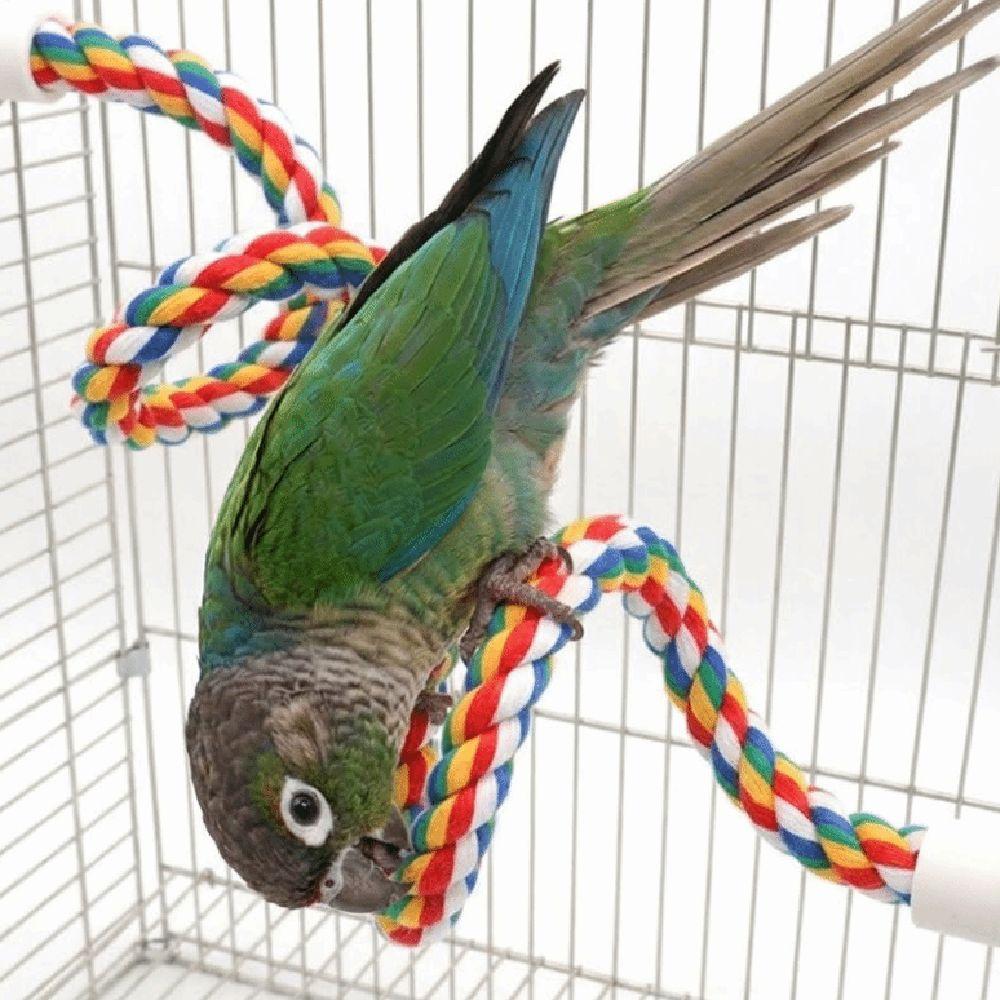 Colorful Bird Perch for Cage Cotton Rope Parrot Swing Parrot Stand Bird Cage Accessories
