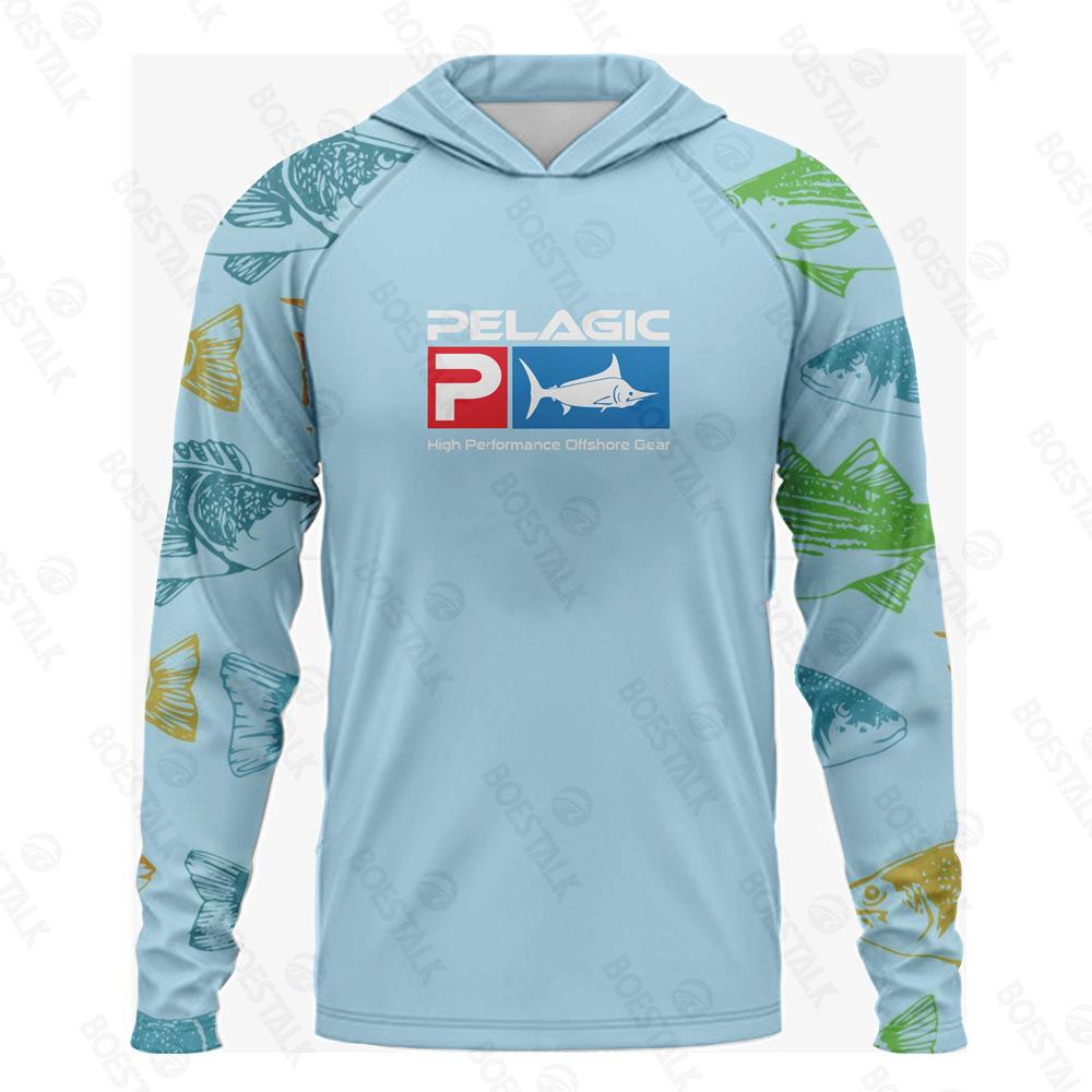 Pelagic men's and women's long-sleeved breathable sunscreen hooded fishing suit sea fishing boat fishing Luya fishing suit customization