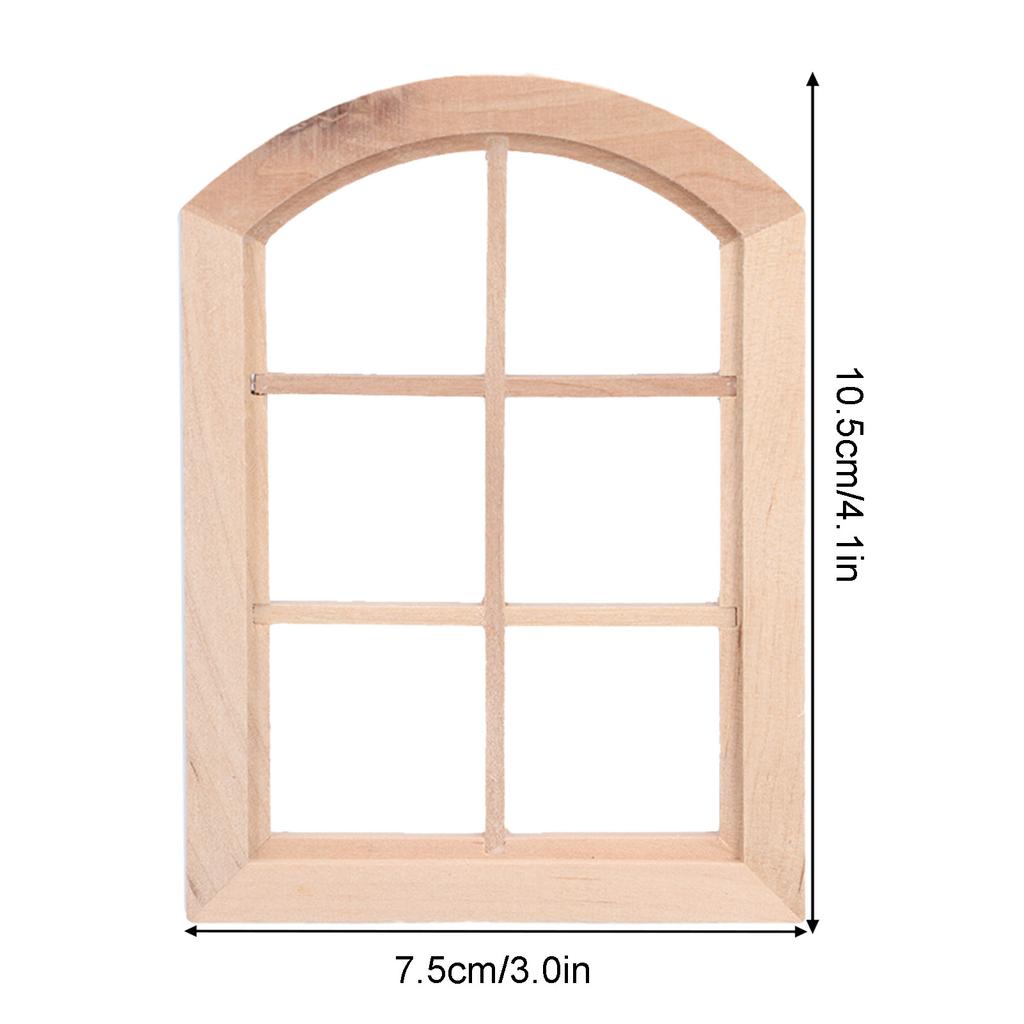 Dollhouse Windows Mini Miniature Dollhouse Arched Window Furnishings with 6 PanesWood Color