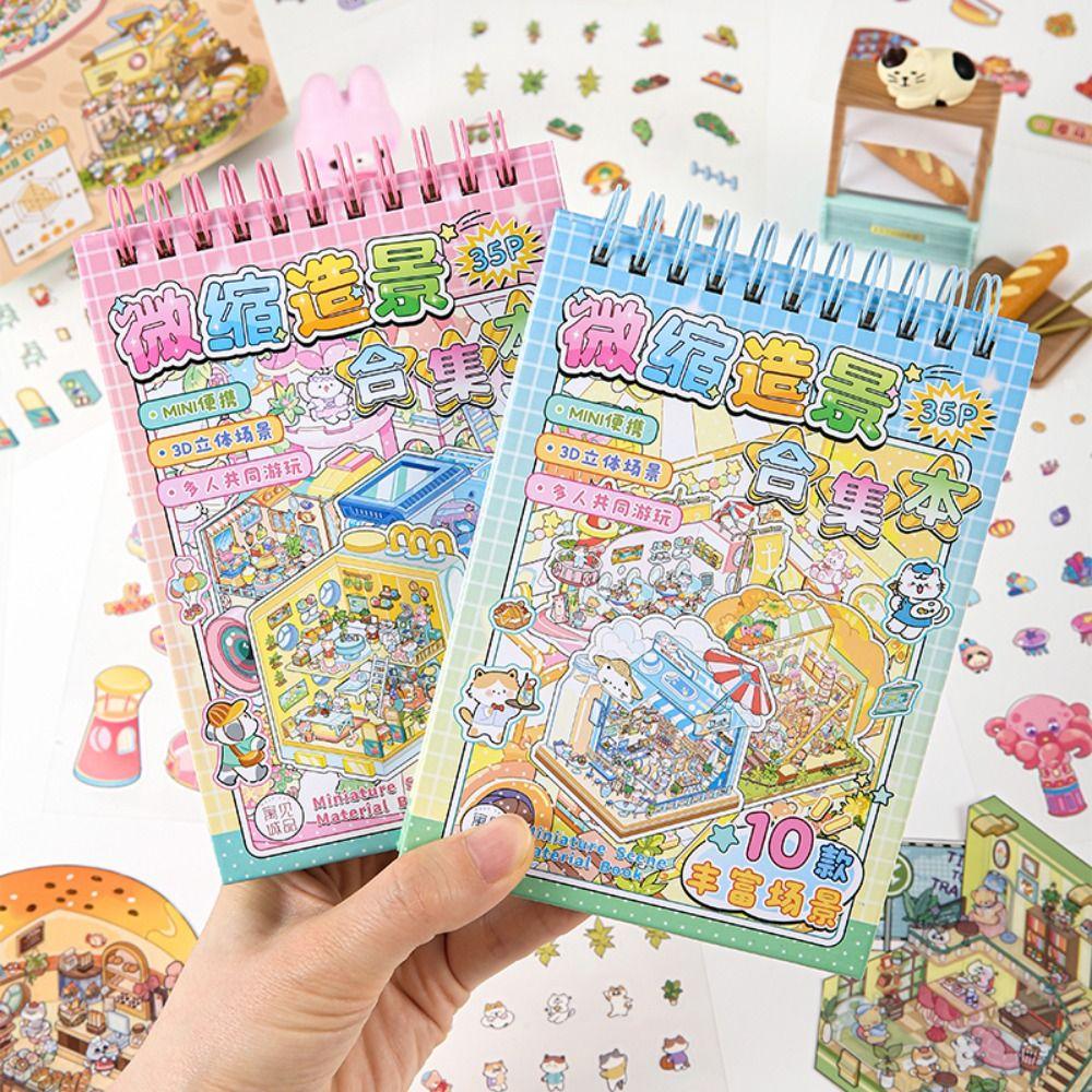 10-in-1 3D Landscape Sticker Decompression DIY Cabin Scene Sticker Miniature Scene Collage  Gift