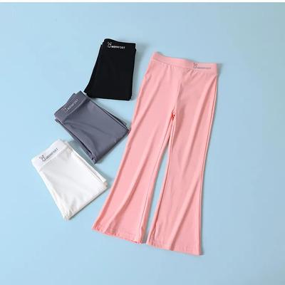 Girls Summer Cool Micro Flared Leggings Ice Silk Comfortable Breathable Yoga Wear Casual Pants