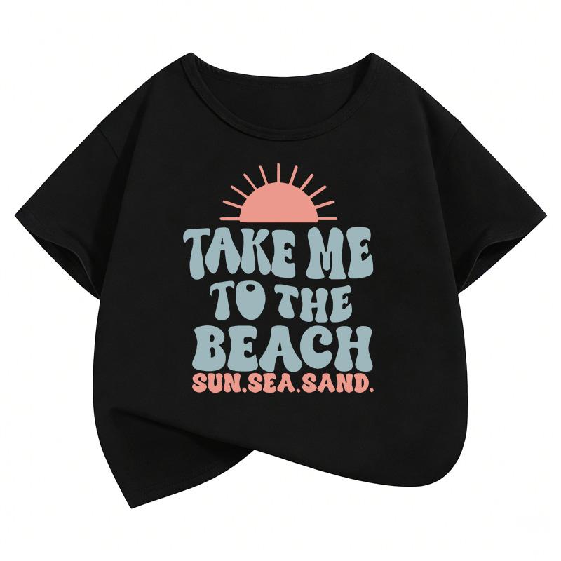 Take Me To The Beach Sun Design T Shirts Printed Y2k Kids Childrens Tshirt Boys Girls Summer Spring Casual Top Tee Shirt