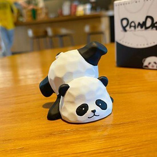 Eight Elegant Panda Car Ornament - Cute Resin Figurine for Desktop Decoration