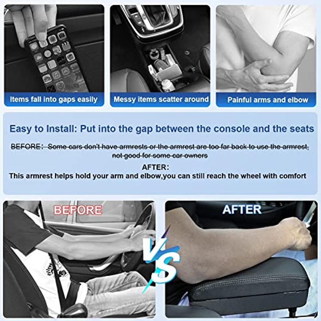Car Armrest Support Elbow Rest Pad Armrest Extender Console Storage Organizer Universal Fit For Most Cars
