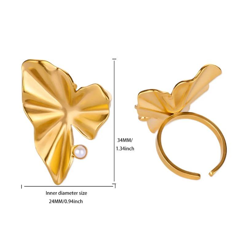 

Преувеличенное кольцо из нержавеющей стали, женский нишевый дизайн, высококлассное кольцо с цветком и любовью, модные цветочные украшения Opening adjustable