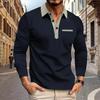 Frühling und Herbst Herren Langarm Poloshirt Business Casual Mode Klassisches Hemd mit Reverskragen Europäische und Amerikanische Übergröße