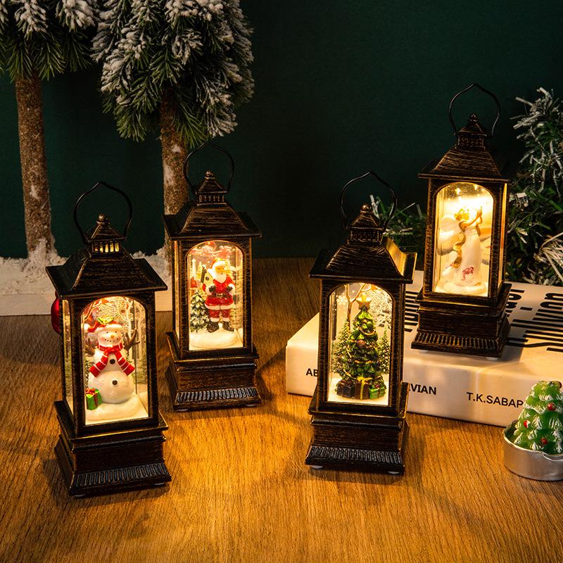 2026 Luminous Christmas Snowfall Lantern: Retro Oil Lamp Desktop Ornament & Festive Gift