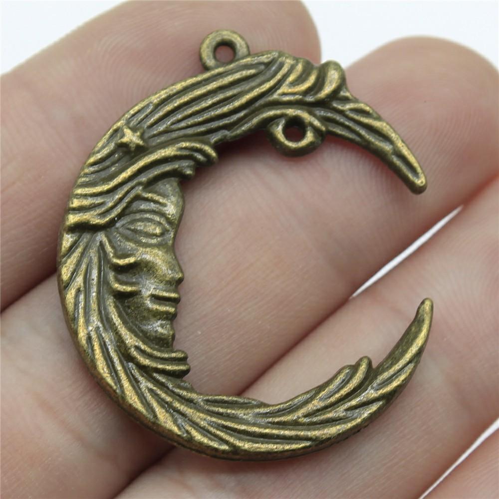 5pcs Moon Pendant Charms For Jewelry Making DIY Handmade Craft Antique Jewelry Making