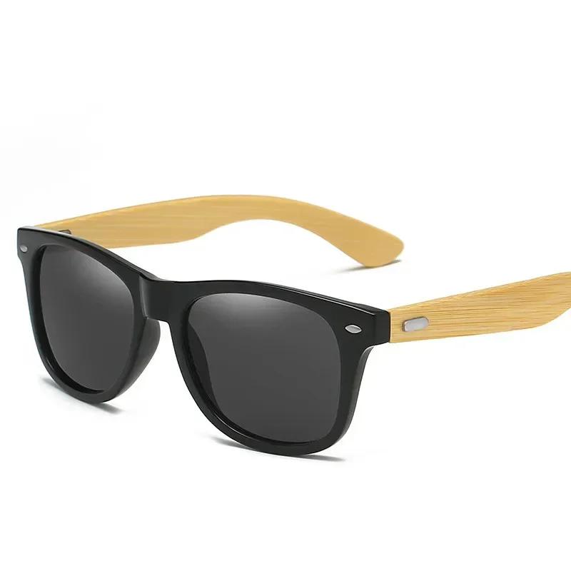 Retro Bamboo Leg UV400 Sunglasses Men Outdoor Driving Cycling Sports Sun Glasses Women Unisex Round Fashion Goggles Eyewear