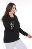 Women's Style Big Size Sweatshirt Sweatshirt With Flower Embroidery On Sleeves