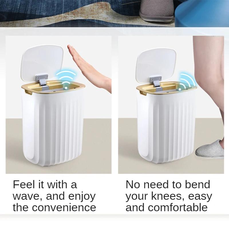 12/15L Fashion Home Kitchen Bathroom Smart Sensor Trash Can Household Automatic Electronic Trash Can Kitchen Waste Bin Trash Can