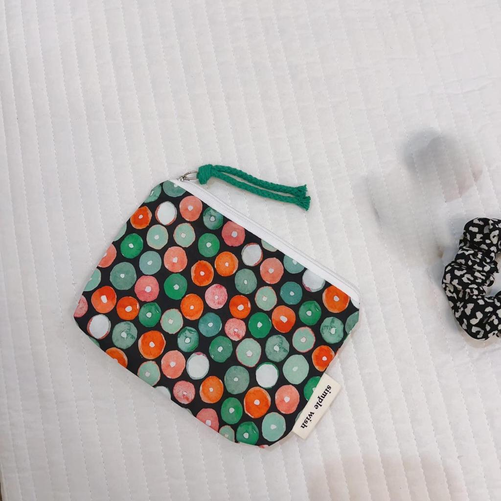 Mini-Baumwoll-Blumen-Organizer-Taschen für Damen, kleine Stoff-Kosmetik-Make-up-Tasche, kleine Geldbörse, Münzfach, Kinder-Kosmetiketui