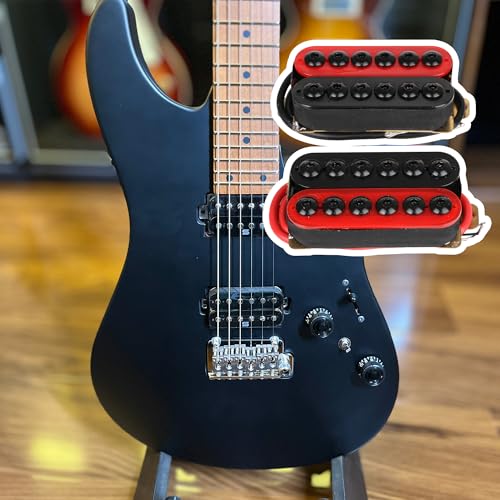 Yibuy 1 Pair Red and Black Invader Humbucker Dual Coil Ceramic Magnet High Output